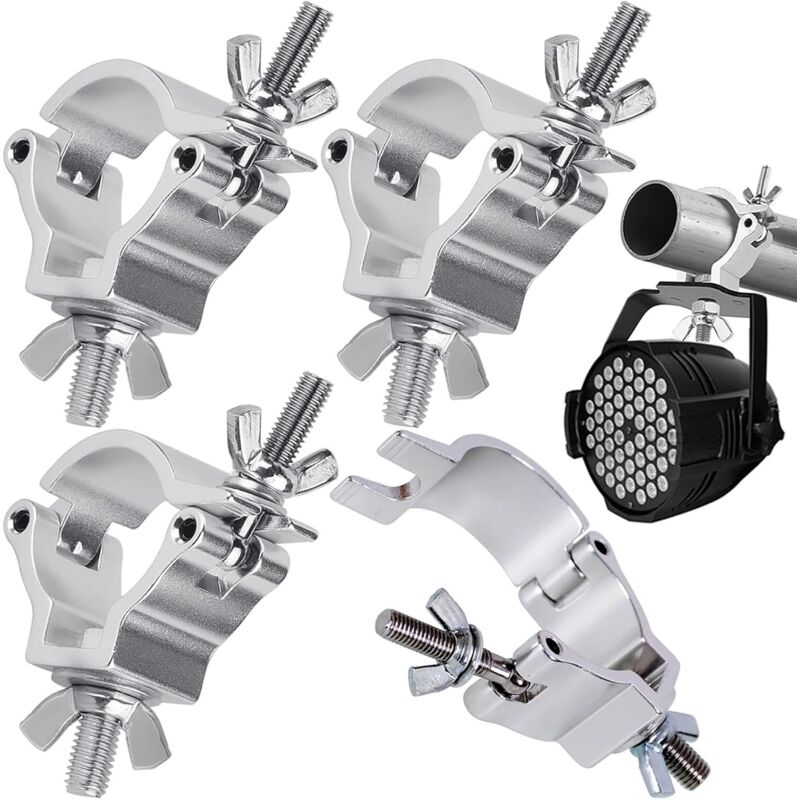 Crochets de Fixation Éclairage de Scène,4pcs O-clip en Alliage D'aluminium Crochet Semi-cône Coupleur Ferme Lumière à la Truss 30-35MM Charge Max