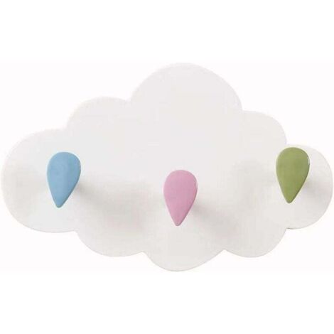 Crochets de nuage blanc mignon crochet de manteau adhésif créatif crochets muraux décoratifs pour porte-clés sacs à dos chapeau (nuage blanc 3 crochets), Ensoleillé