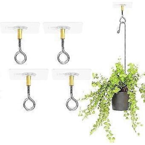 Crochets de plafond autocollants transparents, sans perçage, pour suspendre les plantes