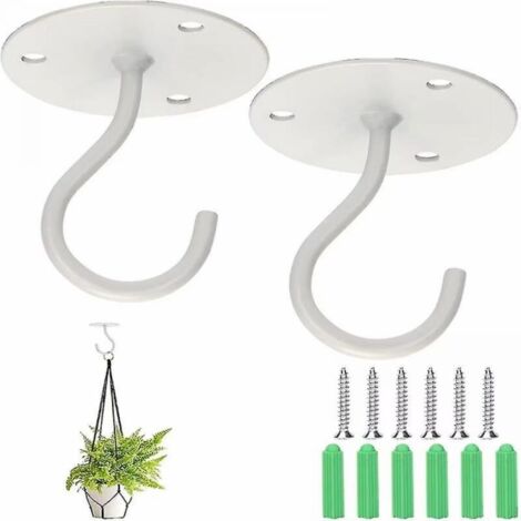 Crochets de plafond Crochets de plafond blancs à montage mural robustes pour plantes suspendues Support de plante en métal avec vis Mangeoires à oiseaux Lanternes Carillons éoliens