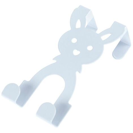 Crochets de porte arrière créatifs en fer forgé en forme de lapin de dessin animé - Lot de 10 crochets blancs sans couture en forme de lapin