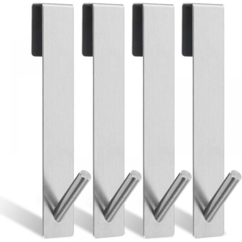 Crochets de Porte de Douche, 4 Pièces Accroche Serviette Salle de Bain, Porte Serviette Salle de Bain Patere Salle de Bain Sans Perçage, Acier