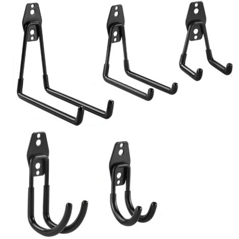 Crochets de Rangement Garage en Acier - Lot de 5, Support Mural Robuste pour Échelle et Chaises, Organisation Atelier