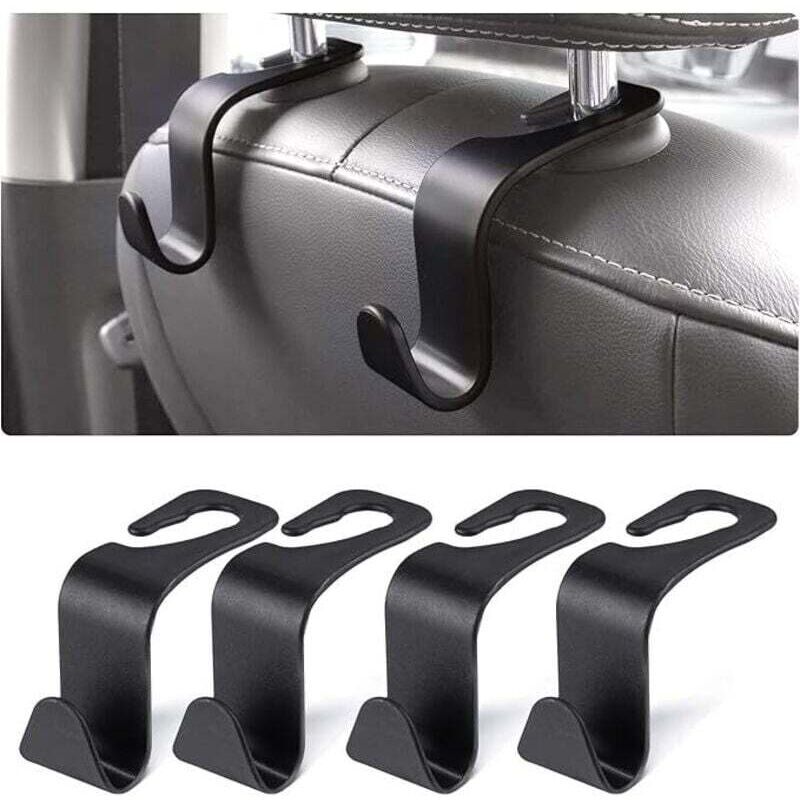 Crochets de rangement pour voiture, lot de 4 crochets en plastique pour appuie-tête, accessoires pour sacs à main, manteaux, sacs de courses et