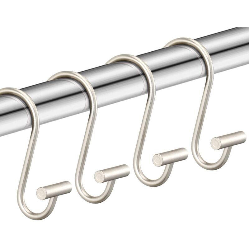 Crochets de rideau de douche en nickel, anneaux de rideau de douche en acier inoxydable, crochets décoratifs en métal argenté pour rideau de douche,