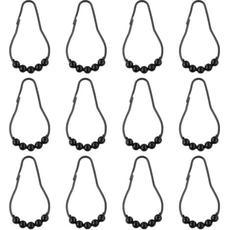 Crochets de Rideau de Douche Noirs en Acier Inoxydable, Lot de 36 Antirouille pour Salle de Bain