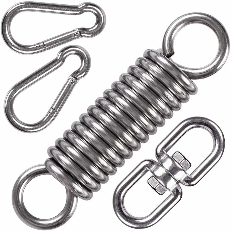 Crochets de Sac de Boxe Acier Inoxydable, Hamac Balançoire Ressort Kit Suspendu, Crochets de Suspendu Pivotants avec 2 Mousquetons Ressort pour