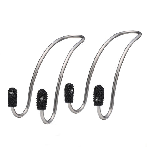 Crochets de voiture brillants, crochets de rangement pour appuie-tête de siège, porte-bagages arrière robuste et durable, universel pour SUV et camions, paquet de 2 (noir).