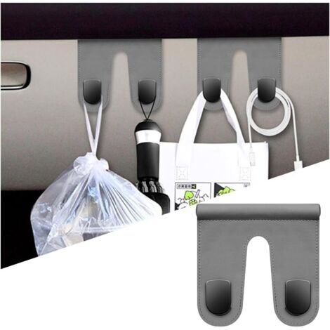 Crochets de voiture, organisateurs de rangement intérieur, adaptés aux sacs à main, portefeuilles, manteaux, conception universelle, adaptés aux camping-cars, SUV et camions (gris/double crochets)
