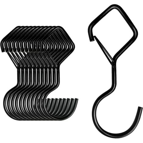 Crochets Dussdote S - Crochet avec cadenas de sécurité - Crochets de suspension pour cuisine, atelier, salle de bain, jardin, chambre, extérieur - 10 pièces - Noir