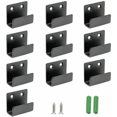 6 pièces (noir) crochets robustes carreaux de acier inoxydable crochets  muraux support de dispositif en métal support d'angle en U pour garage de  salle de bain et de cuisine