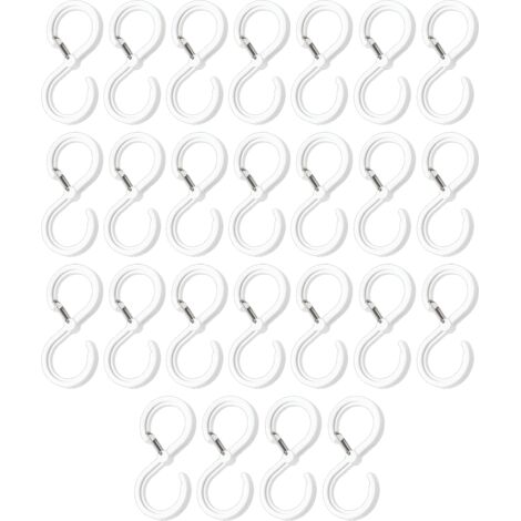 Crochets en S pour ustensiles de cuisine et tringle de placard, boucle de sécurité robuste et antirouille – Blanc