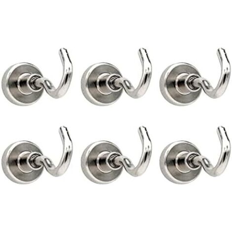 Crochets Magnétiques, 16mm Puissant Aimant Néodyme Force d’attraction de 9kg 20lbs, pour Accessoires Cuisine Cabane à Outils, Lot 6 - 16mm-6pcs