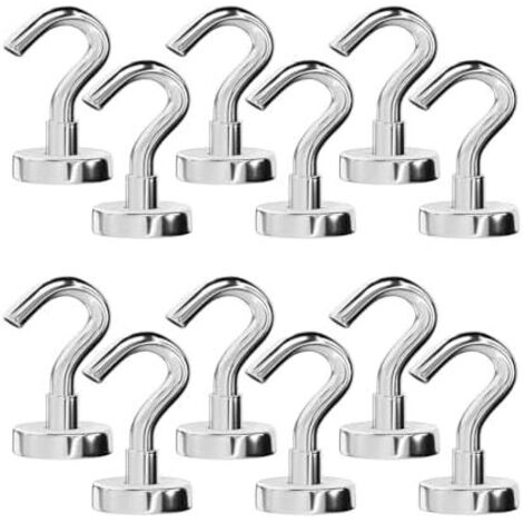 Crochets Magnétiques Extra Puissants,10 pcs Aimants à Crochet en Acier Inoxydable,Aimants ronds œillets,Aimant œillets Avec Crochet,pour,Garage,Bureau et Camping -