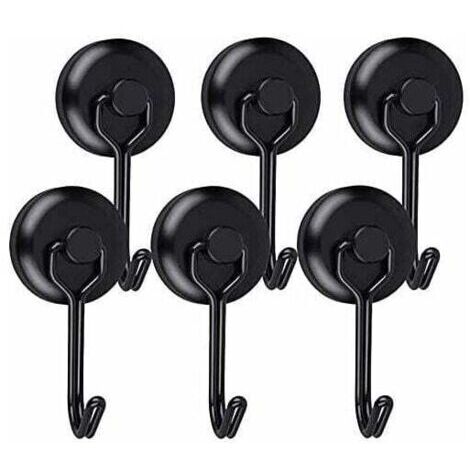 Crochets magnétiques puissants, aimants rotatifs pour réfrigérateur, crochets magnétiques en néodyme noir, crochets magnétiques pour torchons et tablettes, lot de 6 T-Audace