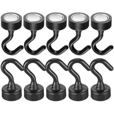 Crochets Magnétiques Robuste  10 Pièces Support Murale Résistant Clé à Aimant Puissant - pour Cuisine Chambre Frigo Garage Serviette Outil Décoration Noir