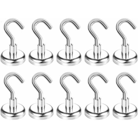 Crochets Magnetiques,22kg Super Strong Neodymium Crochets Magnet Crochets magnétiques 25mm (10pcs)，