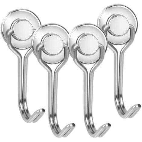Crochets Magnétiques,Crochets Aimantés Magnétiques,4Pcs Aimant Crochet,Crochet Magnetique Frigo,Aimants Puissants Crochets,Crochets Magnétiques Extra Forts,Crochet Aimanté Puissant (Argent) Argent -