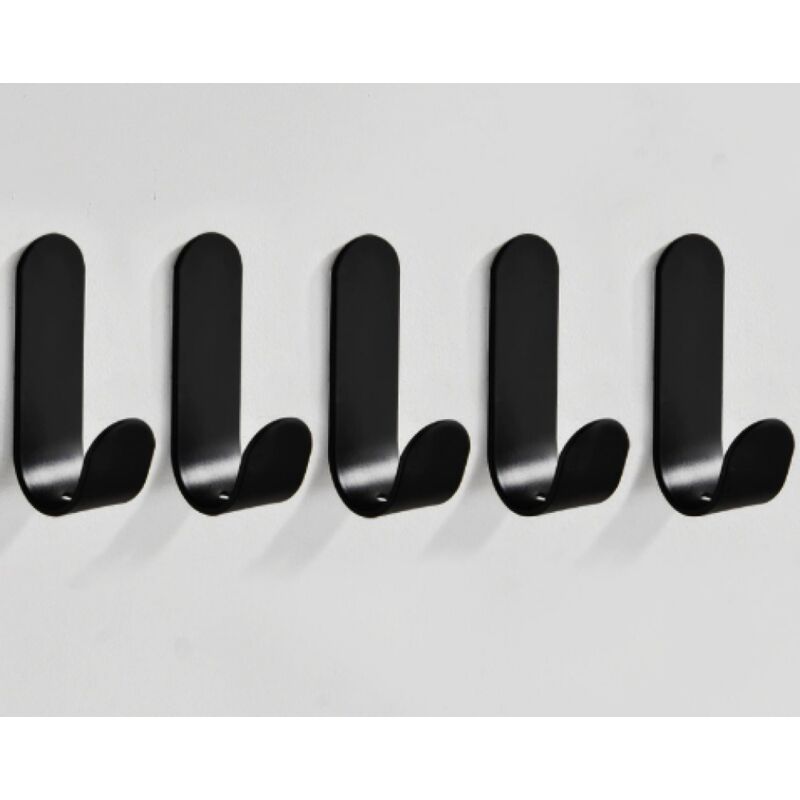 Crochets muraux autocollants aluminium noir, lot de 5, pour salle de bain et cuisine, design moderne