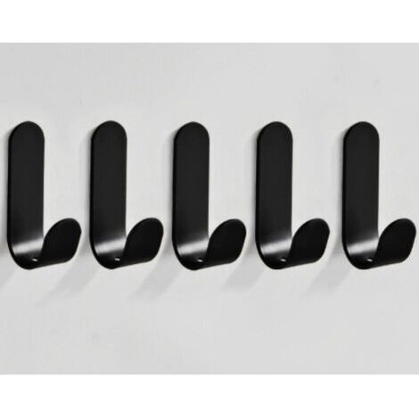 Crochets muraux autocollants aluminium noir, lot de 5, pour salle de bain et cuisine, design moderne