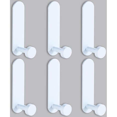 Crochets muraux autocollants, lot de 6, patères blanches pour salle de bain, sans perçage, porte-serviettes autocollants