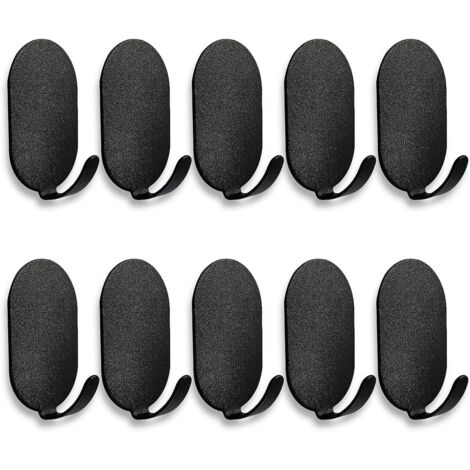 Crochets muraux Crochets porte-serviettes crochets adhésifs noir 10 pièces, crochets crochets porte-serviettes auto-adhésifs sans perçage Porte-serviettes en acier inoxydable pour cuisines salles de b