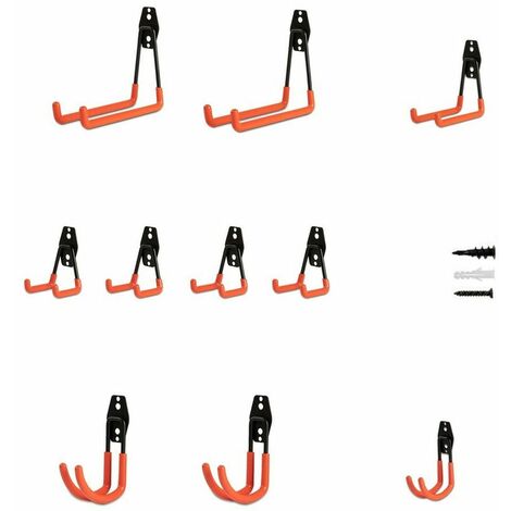 Crochets muraux de garage pour outils - x10