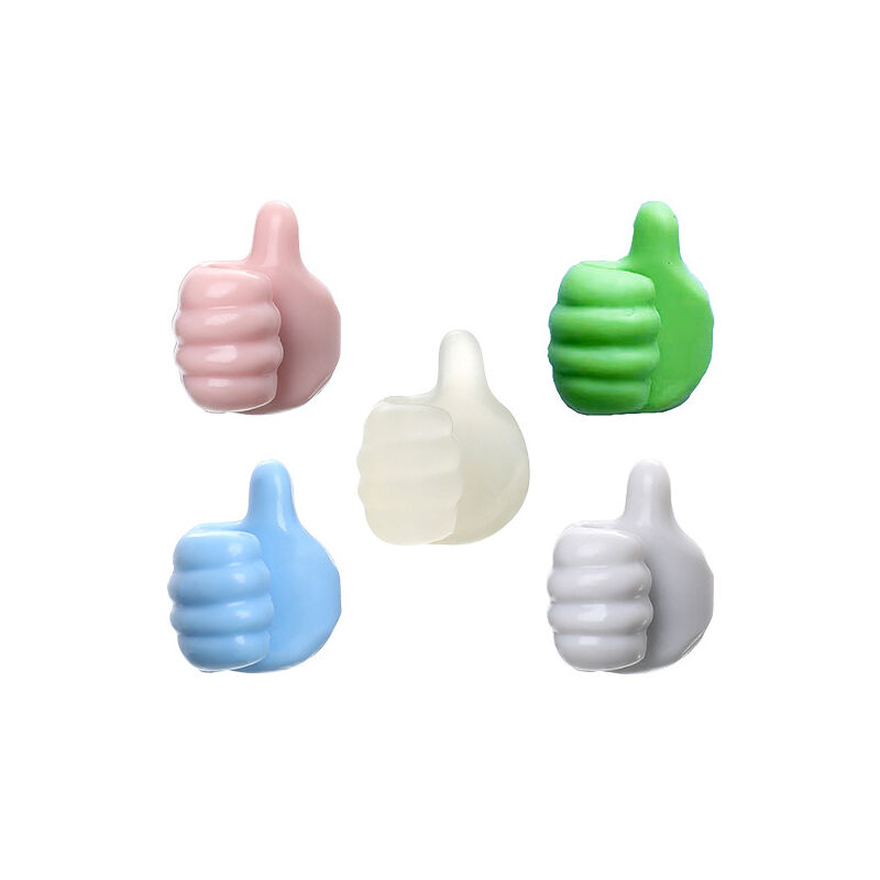 Crochets muraux de pouce pour accrocher, 5pcs clips auto-adhésifs pour organisateur de câble de pouce sans poinçonner porte-crochet de clé cintres