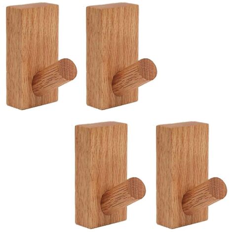 Crochets muraux décoratifs en bois à fixation adhésive