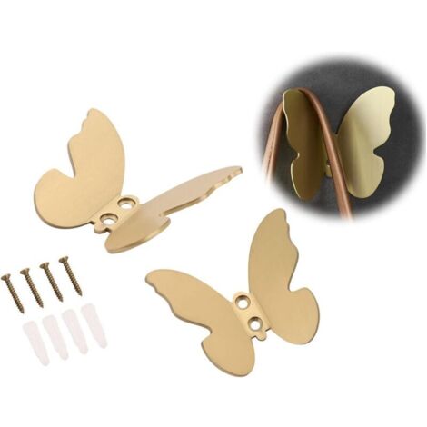Crochets muraux décoratifs, petits crochets modernes en laiton doré, crochet pour serviette de bain papillon, crochets pour manteau, chapeau, crochets pour peignoirs pour entrée, chambre à coucher, ac