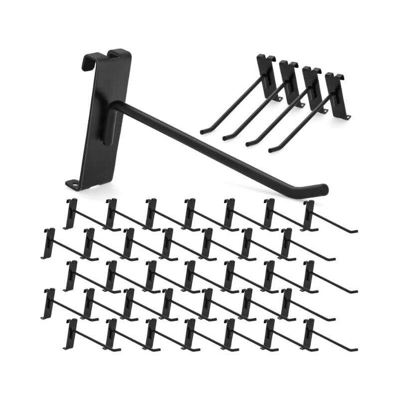 Crochets muraux en grille 60 pièces, 6 pouces (environ 15,2 cm) Mur en grille et crochets fixes pour accessoires de panneau mural en grille, crochets