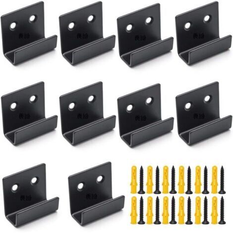 Crochets Muraux Noirs en Acier Inoxydable – 10 Pièces avec Vis et Chevilles pour Cadres Lourds