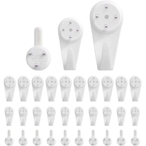 Crochets muraux [paquet de 30], crochets muraux pour cadres photo, kit de suspension de tableaux, clous muraux pour accrocher des tableaux, des photos et des miroirs.