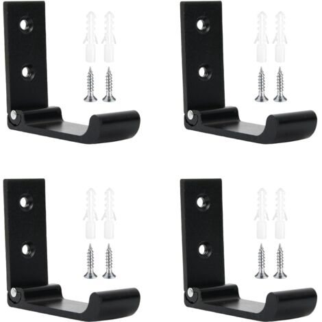 Crochets Muraux Pliables, 4Pcs Noir Crochet Manteaux Pliable avec Vis, Patère Murale Robuste en Aluminium, Crochet Porte Manteau Sac Clé pour Maison Salle de Bain