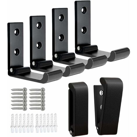 Crochets Muraux Pliables Crochets Pliants en Aluminium pour Suspendre Crochets Pliables pour Manteaux Crochets pour Serviette Murale pour Salle de Bains Crochets Mur pour Casque (noir 6pcs )