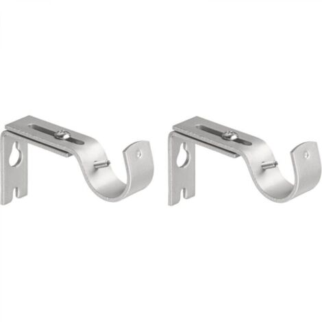 Crochets muraux robustes et réglables pour poteau de 2,5 cm, lot de 2, nickel argent