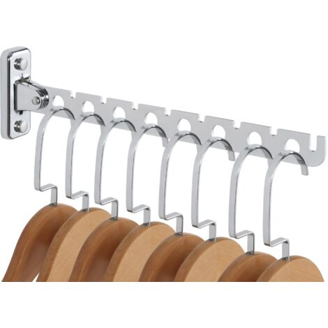 Crochets Patère Murale Pliable avec 8 Trous et 8 Emplacements pour Cartes, Porte Cintre Mural en Acier Inoxydable, Longueur 31 CM, Robuste et Durable, pour Suspendre des Serviettes, Chrome