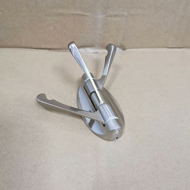 Ensoleille - Crochets pivotants pliables en métal massif avec trois bras rotatifs, triple crochet pour peignoirs, fixation murale(Nickel brossé)