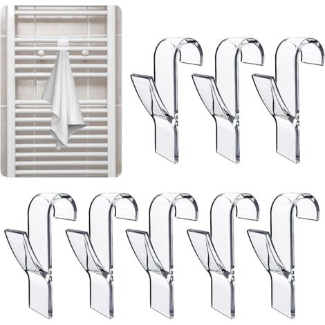 Crochets porte-serviettes chauffants en plastique, 8 pièces, accessoires de salle de bain, transparents