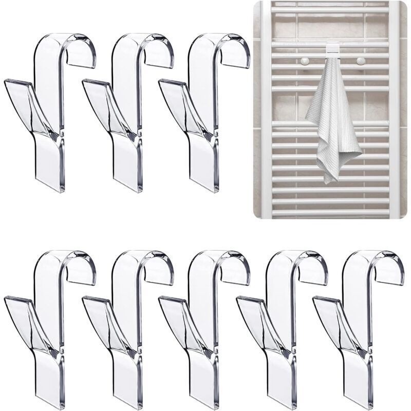 Crochets porte-serviettes (transparents), crochets porte-serviettes, crochets porte-serviettes de salle de bain, crochets pour radiateur de salle de