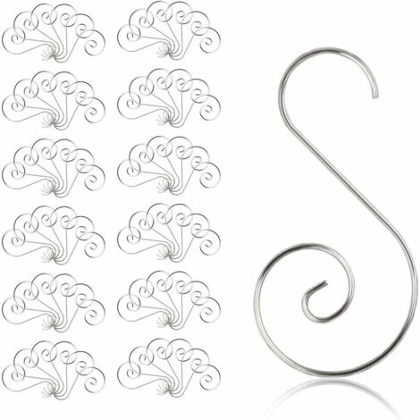 Crochets pour Boules Noël, 100 Pcs Crochet de Noël Ornement en Forme de S Cintre de Suspension pour Sapin de Noël Décoration de Fêtes