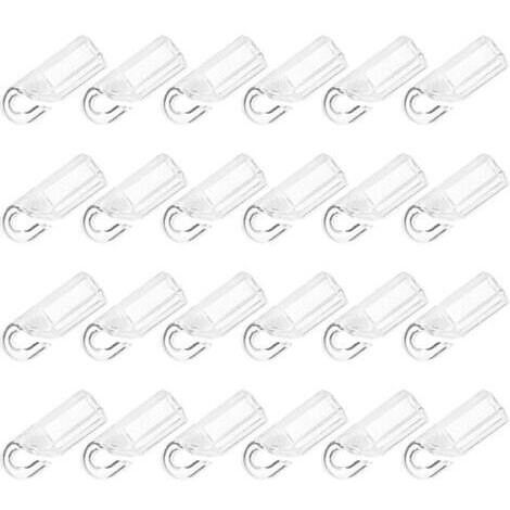 Crochets pour Embouts de Baguettes de Stores Vénitiens, 24 Pièces en PVC Transparent, Accessoires Universels pour Tringles à Rideaux, Remplacement Facile pour Stores en Plastique,