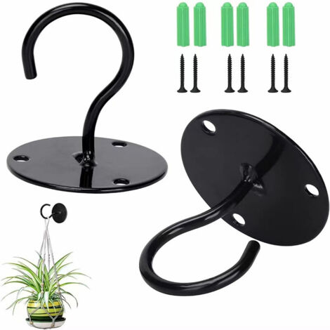Crochets pour plantes suspendues - crochets muraux en métal robuste pour suspendre mangeoires à oiseaux, jardinières, carillons éoliens, y compris des chevilles professionnelles pour cloisons sèches (