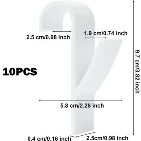 Crochets pour radiateur porte-serviettes, lot de 10, crochets en plastique blanc, adaptés aux porte-serviettes électriques de salle de bain et de cuisine.