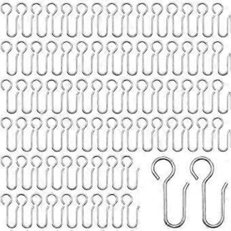 Crochets pour rideaux - Anneaux de rideaux - Lot de 80 crochets métalliques - 40 x 13 mm - Pour rideaux, rideaux de porte, rideaux de douche, etc.