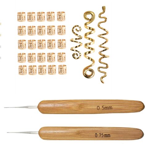 Crochets pour tresses 0,75 mm 0,5 mm Dreadlocks en bambou