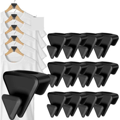 Crochets Rangement Vêtements, Connecteurs Cintres Gain de Place, Extendeurs pour Cintres Plastique - Organisateur Placard et Stockage (Lot 12, Forme Triangle)