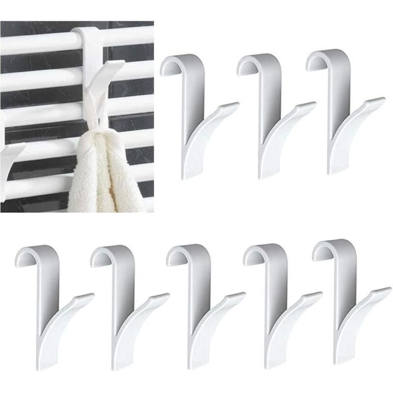 Crochets sèche-serviettes en plastique, 8 pièces, accessoires de salle de bain pour sèche-serviettes, blanc