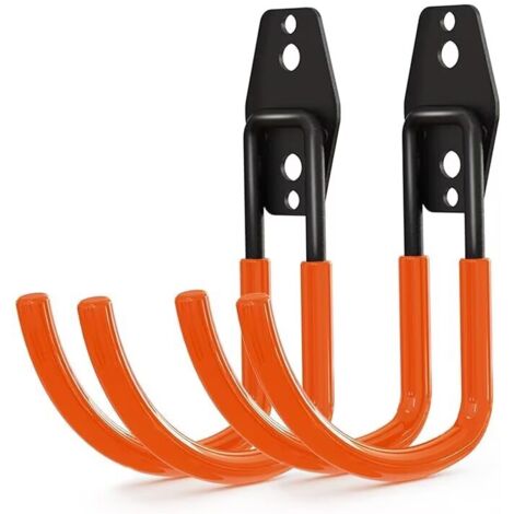 Crochets utilitaires de rangement de garage robustes, support de tuyau d'arrosage, crochets de montage mural en acier, grands crochets en J pour organisateur de stockage d'outils,Orange