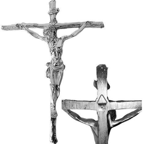 Crocifisso da parete croce di gesu in argento 925 quadro da appendere casa addobbi decorazione negozio hotel ristoranti